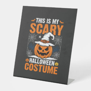 Scary Halloween Costume Pumpkin Witch Hat Design_1 Pedestal Sign