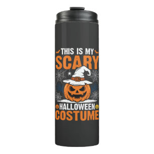 Scary Halloween Costume Pumpkin Witch Hat Design_1 Thermal Tumbler