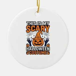 Scary Halloween Costume Pumpkin Witch Hat Shirt_1 Ceramic Tree Decoration