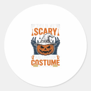 Scary Halloween Costume Pumpkin Witch Hat Shirt_1 Classic Round Sticker