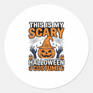 Scary Halloween Costume Pumpkin Witch Hat Shirt_1 Classic Round Sticker