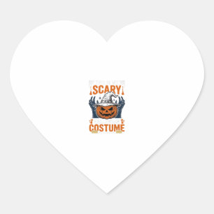 Scary Halloween Costume Pumpkin Witch Hat Shirt_1 Heart Sticker