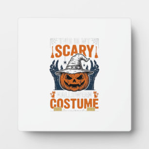Scary Halloween Costume Pumpkin Witch Hat Shirt_1 Plaque