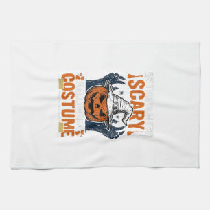 Scary Halloween Costume Pumpkin Witch Hat Shirt_1 Tea Towel