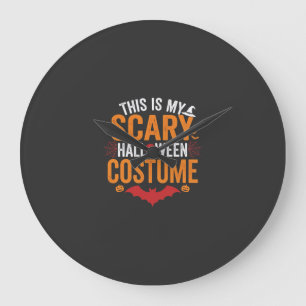 Scary Halloween Costume Typography Bat Design Large Clock