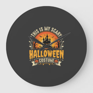 Scary Halloween Costume Vector Design Large Clock