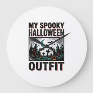 Scary Halloween Costume Vintage Graveyard Tee_1 Large Clock