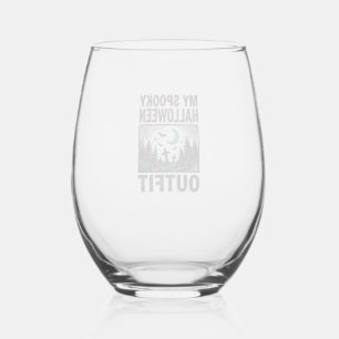 Scary Halloween Costume Vintage Graveyard Tee_1 Stemless Wine Glass