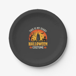 Scary Halloween Costume Vintage Sunset Design_1 Paper Plate
