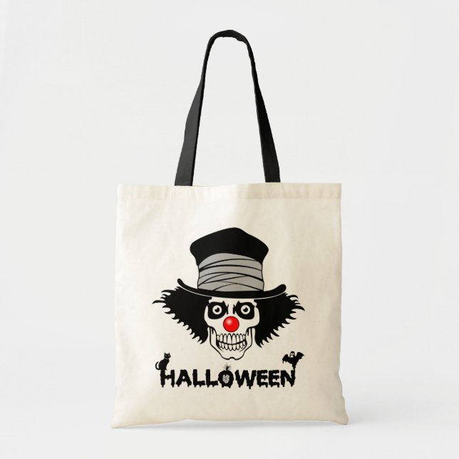 Scary Halloween Creepy Clown Skull Tote Bag (Front)