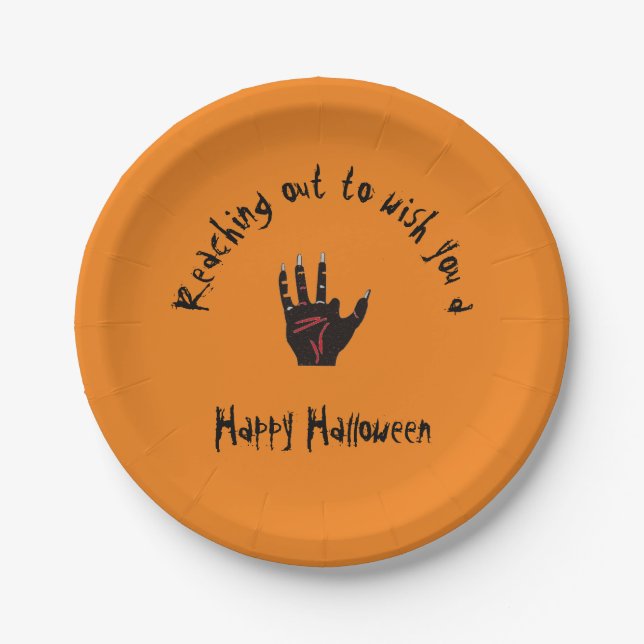 Scary Halloween Dead Hand Paper Plate (Front)