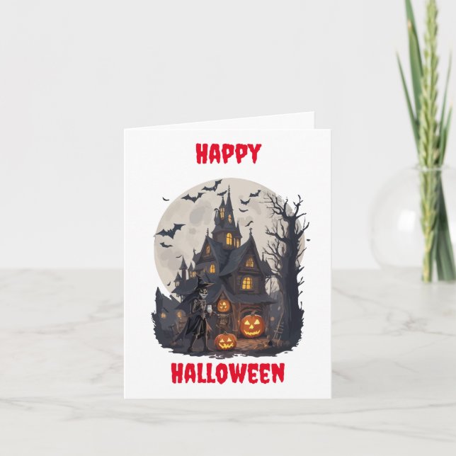 Scary Halloween Design Greeting Card (Front)