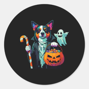 Scary Halloween Dog Ghost Spooky Candy Bag Premium Classic Round Sticker