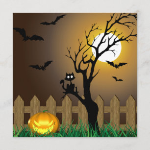 Scary Halloween Garden Scene Invitation