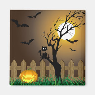 Scary Halloween Garden Scene Magnet