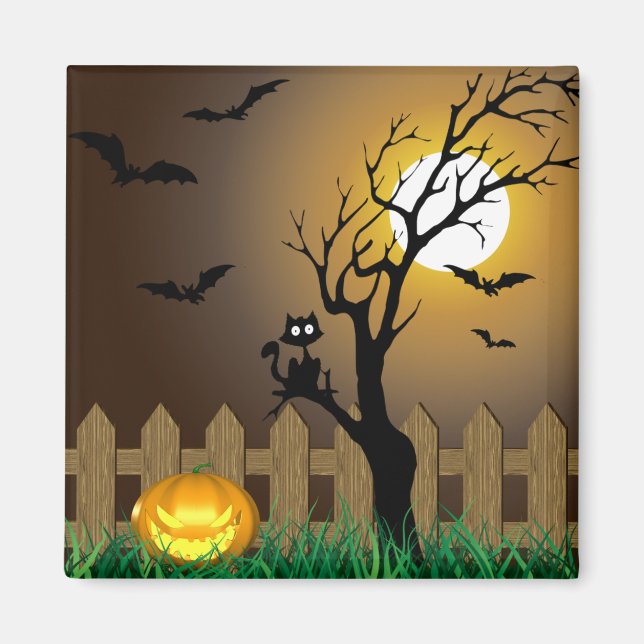 Scary Halloween Garden Scene Magnet (Front)
