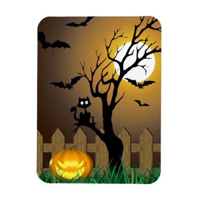Scary Halloween Garden Scene Magnet (Vertical)