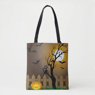 Scary Halloween Garden Scene Tote Bag