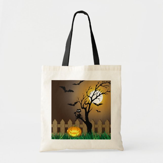 Scary Halloween Garden Scene Tote Bag (Front)