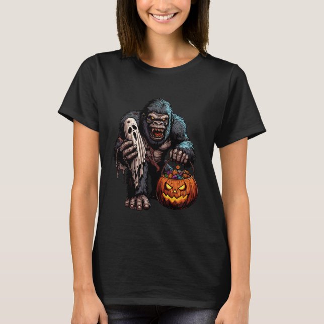 Scary Halloween Gorilla Ghost Spooky Candy Bag 5 T-Shirt (Front)