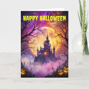 Scary Halloween Haunted House Holiday Card