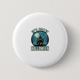 Scary Halloween Haunted House Vintage Shirt Design 6 Cm Round Badge