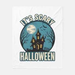 Scary Halloween Haunted House Vintage Shirt Design Fleece Blanket