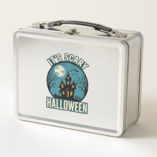 Scary Halloween Haunted House Vintage Shirt Design Metal Lunch Box