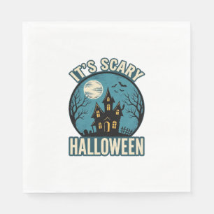 Scary Halloween Haunted House Vintage Shirt Design Napkin