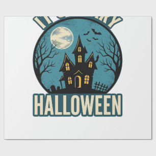 Scary Halloween Haunted House Vintage Shirt Design Wrapping Paper