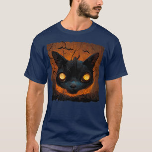 Scary Halloween Haunted Zombie Cat  T-Shirt