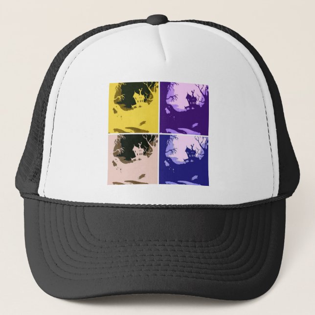 Scary Halloween House Trucker Hat (Front)