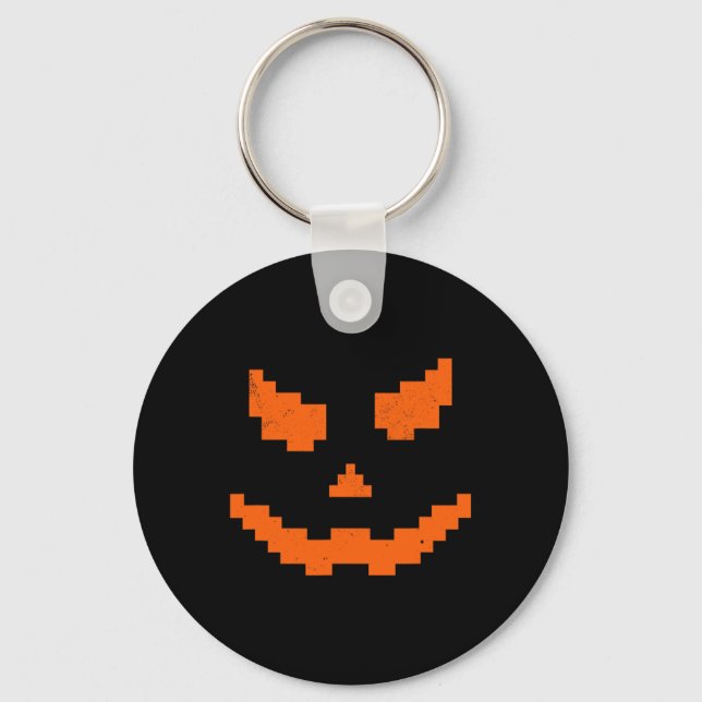 Scary Halloween Jack O Lantern Pumpkin Evil Smile  Key Ring (Front)