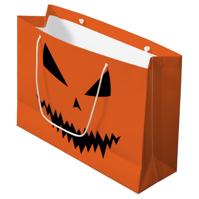 Scary Halloween Jack OLantern black face orange Large Gift Bag (Front Angled)