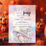 Scary Halloween kids birthday Invitation<br><div class="desc">🎉 Make your child’s birthday extra special with this adorable halloween theme invitation! 🌿 Featuring a cute watercolor witch design in soft pastel colors, this invitation is perfect for little ghosts. 🐾 The gentle, playful style creates a fun and friendly vibe that’s ideal for both boys and girls. 💛 ✏️...</div>