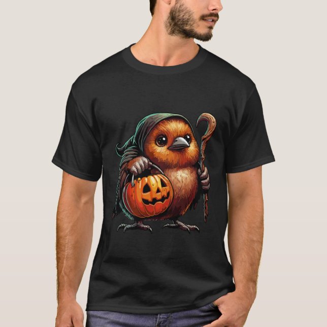 Scary Halloween Kiwi Bird Ghost Spooky Candy Bag 1 T-Shirt (Front)
