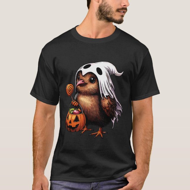 Scary Halloween Kiwi Bird Ghost Spooky Candy Bag 3 T-Shirt (Front)