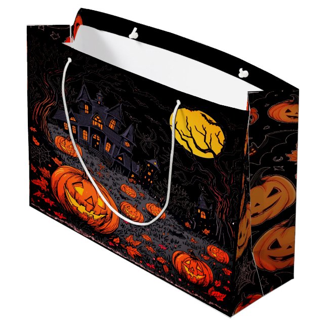 Scary Halloween Large Gift Bag (Back Angled)
