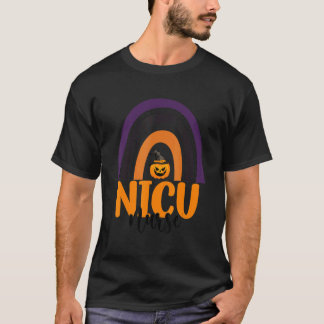 Scary Halloween Nicu Nurse Rainbow Neonatal Icu Nu T-Shirt