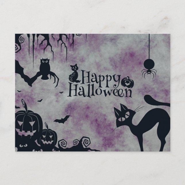 Scary Halloween Night Postcard (Front)