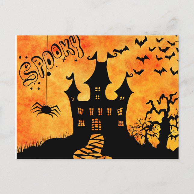 Scary Halloween Night Postcard (Front)