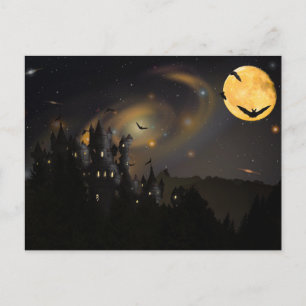 Scary Halloween Night with Owls Postcard