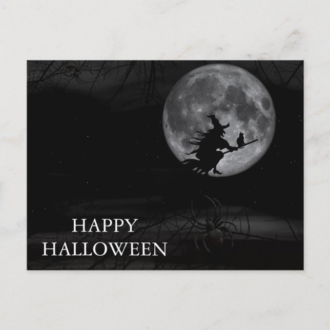 Scary Halloween Night with Owls Postcard (Front)