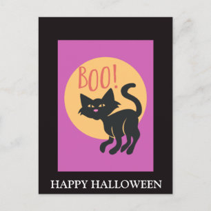Scary Halloween Night with Pumpkin Party Postcard