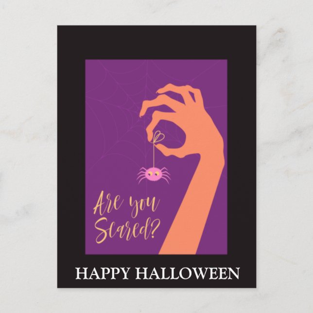 Scary Halloween Night with Spider Party Postcard (Front)