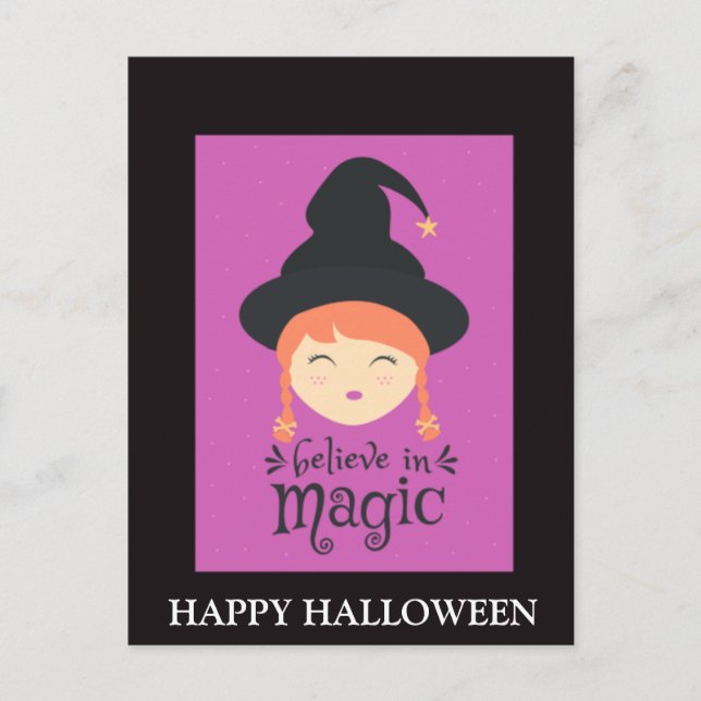 Scary Halloween Night with Witch Party Postcard (Front)