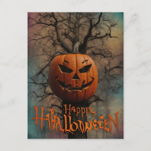 Scary Halloween Night with Witch Postcard