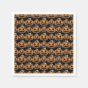 Scary Halloween Party Jack O'Lanterns Pumpkins Napkin