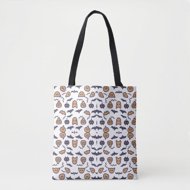 Scary Halloween Pumpkin Doodle Pattern Tote Bag (Front)