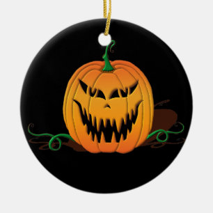 Scary Halloween Pumpkin Face Ceramic Tree Decoration